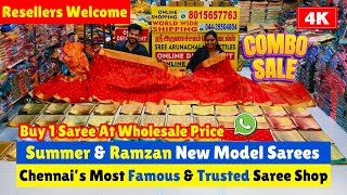 ➡️💥 Summer \u0026 Ramzan Sarees ❤💛❤ Sree Arunachalam Textiles Vannarapettai | Priya Just Know Fashion