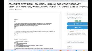 SOLUTION MANUAL FOR CONTEMPORARY STRATEGY ANALYSIS, 10TH EDITION, ROBERT M GRANT LATEST UPDATE