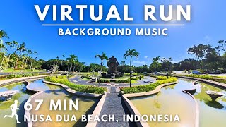 Virtual Running Video for Tredmill with Music in Paradise Bali Island, Nusa Dua Beach #virtualrun