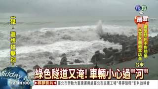 海馬風雨襲台東 水淹綠色隧道