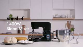 VonShef 1400W Black Stand Mixer