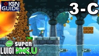 New Super Luigi U 3 Star Coin Walkthrough - Sparkling Waters Castle: Larry's Trigger-Happy Castle