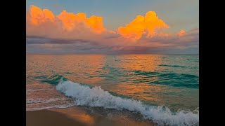 4K Soothing Ocean Waves 🔥Fiery Skies | 8 Hours of Relaxing Beach Sounds for Deep Sleep