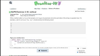 Java Practice It || 3.18 vertical || method basics, parameters, Strings, .length() / .charAt()