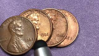 US 1982 Lincoln Cents Copper \u0026 Zinc Large \u0026 Small Date Pennies - Made at Philadelphia SF West Point