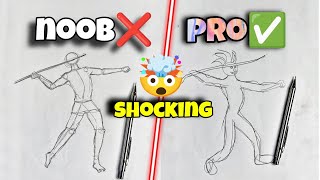 How to draw human figures easy : Noob vs Pro 😲 Step-by-Step Tutorial #drawing #viralvideo #tutorial