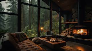 8 Hours | Calming Piano, Rain & Fire | PNW Cabin No. 2