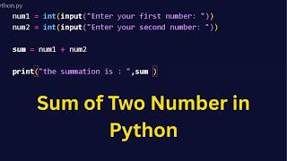 Sum of Two Number in Python | Bangla