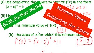 Minimum Values using Completing the Square - GCSE Further Maths - Corbettmaths