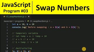 JavaScript Program 3 - Swap Two Numbers in JavaScript | Programming For Beginners