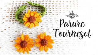 Crochet Bijoux Tournesol | Tuto parure fleur | earrings crochet