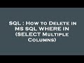 SQL : How to Delete in MS SQL WHERE IN (SELECT Multiple Columns)