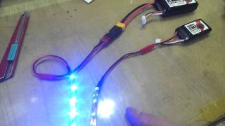 HobbyKing LED Strip with JST Connector 200mm (Blue) Test