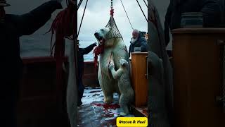 A heartfelt tale of sailors rescuing a severely injured mother polar bear trapped in a net#polarbear