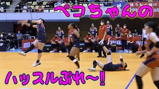 2023年2月郡山大会。日立リヴァーレ13番OH野中瑠衣選手のハッスルプレーシーン。🏐🏐