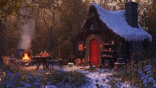 A Witch's Winter Ambience | Witch Cottage with Magical Sounds \u0026 Crackling Fireplace, Nature Sounds