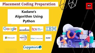 Kadane's Algorithm Using Python | Placement Coding Questions in Python | Placement Preparation