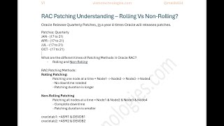 RAC Patching Understanding | Rolling Vs Non-Rolling