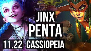 JINX \u0026 Pantheon vs CASSIOPEIA \u0026 Yuumi (ADC) | Penta, 3.0M mastery, 600+ games | EUW Master | 11.22