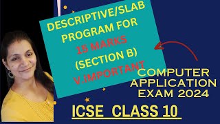 ICSE 10 : How to write descriptive slab program in java - Program 1