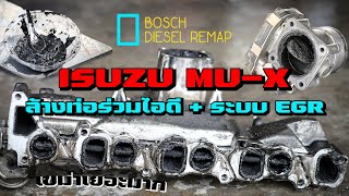 Isuzu Mu-X วิ่งไม่ออก รู้สาเหตุทันที่เมื่อถอดท่อร่วมไอดี เขม่าเยอะมาก !! ล้างท่อร่วมไอดี + ระบบ EGR