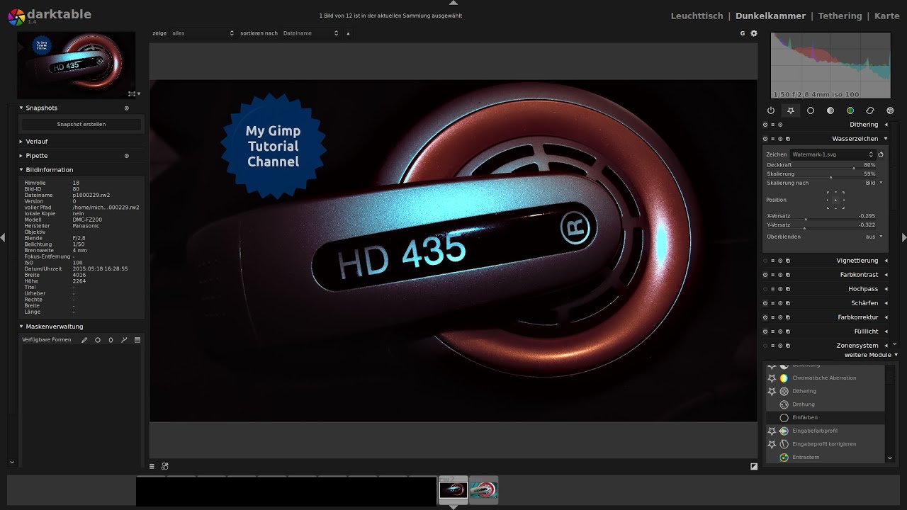 Darktable Tutorial 6 Watermark Youtube