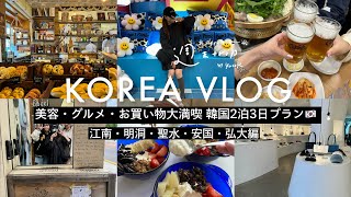 韓国旅行二泊三日VLOG■おすすめ激安美容クリニック、最新アパレルお買い物スポット、おいしいグルメ総まとめ【江南・明洞・聖水・安国・弘大エリア編】