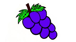 Grapes drawing | Easy & simple grapes drawing | Grapes drawing step by step | Fruits drawing |