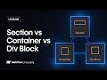 When to use Section vs. Container vs. Div Block — Webflow tutorial