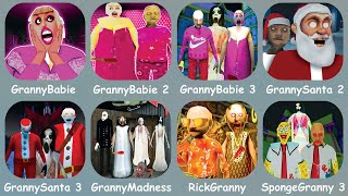 Granny Babie 1,2,3,Granny Santa 2,3,Granny Dark Madness,Rick Granny Mod,Sponge Granny 3