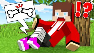 JJ BROKE His LEG and HURT in Minecraft - Maizen