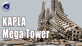 kapla tower 3d, dynamics simulation. Made with cinema 4d