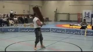 Ali Farzaneh swinging heavy clubs (17 kg each) in Zurkhaneh competition