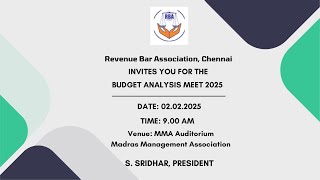 #Live: Revenue Bar Association, Chennai - BUDGET ANALYSIS MEET 2025 - 02 February 2025