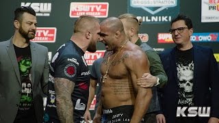 Najlepsze fragmenty ważenia KSW 37: Circus of Pain - Pudzian vs Popek