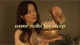ASMR Reiki for Sleep (Smoke Cleanse, Crystal Healing, Singing Bowl, Rain Sounds)