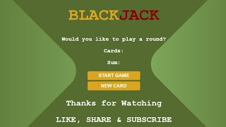 Blackjack Game using JavaScript | HTML | CSS | Web Development