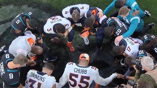 Russell Wilson leads joint team prayer after Broncos' W in London | NFL on ESPN