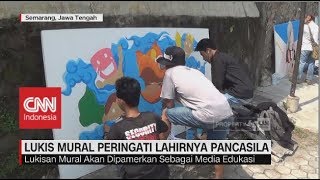 Aksi Lukis Mural Peringati Lahirnya Pancasila