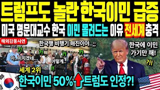 [해외감동사연] 미국 명문대 하버드 교수 한국이민 50%급증 이유 경악! 트럼프도 놀라 한국 가는 미국인 붙잡아, 전세계 한국으로 몰려드는 외국인들 인천공항 난리난 충격 상황