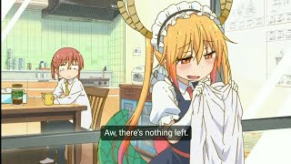 Tohru licks Kobayashi's clothes