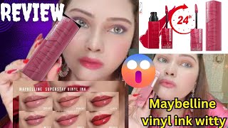 maybelline💄vinyl ink lipstick swatches | review  witty | long lasting lipstick #maybelline #beauty