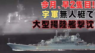 今月で2隻目！ウクライナ軍の無人艇、黒海艦隊大型揚陸艦を撃沈