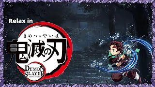 Relaxing Night Rain Ambience in Demon Slayer - Kimetsu no Yaiba 鬼滅の刃 | Relaxing Anime Sounds