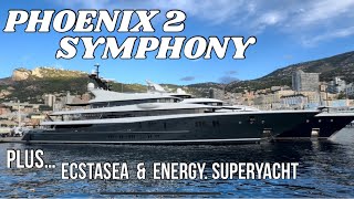 The Sophisticated Lurssen built PHOENIX 2 \u0026 SYMPHONY Superyachts  departing Port Hercules of Monaco