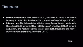 Dignity of Children/MMCC/ Group 1/ Quality Education for Women in India