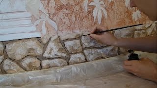 Master class how to make decorative stones of facade plaster and paint it *Wall setting*