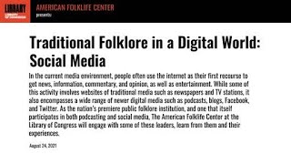 Traditional Folklore in a Digital World: Social Media