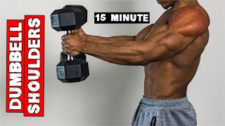 15 Minute Dumbbell Shoulders Workout At Home! | No Bench Needed