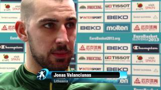 Postgame J. Valanciunas, R. Kuksiks LAT-LTU EuroBasket 2013